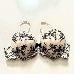 Victoria’s Secret white black lace padded Demi bra size 34B